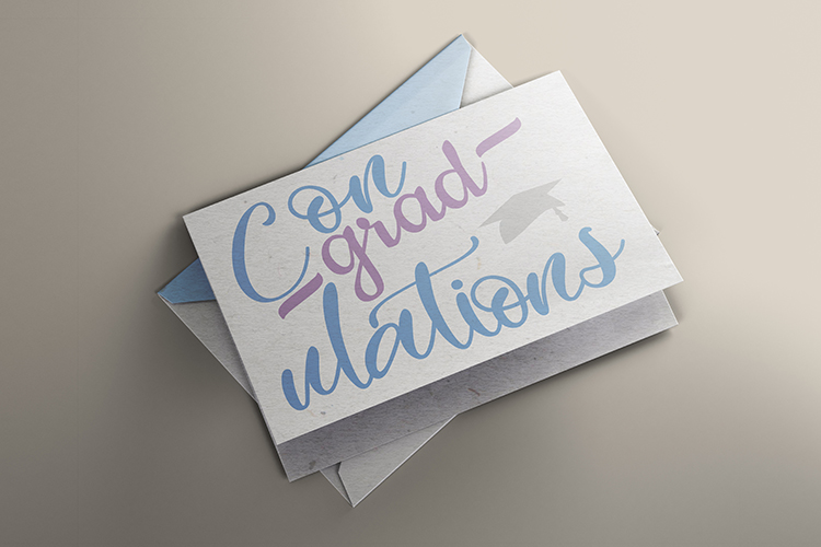 Blue & Purple Con-grad-ulations Card